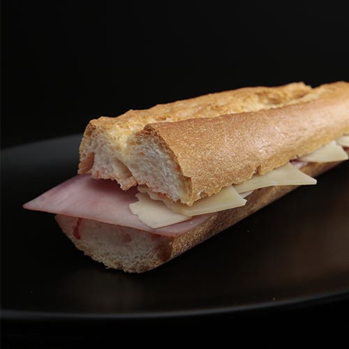 Ham and cheese baguette