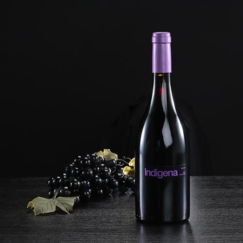Botella de vino tinto “Indigena”, D.O. Penedés