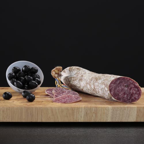 Salchichón ibérico de bellota “Ruesma”. Paquete de 250 g, cortado y envasado al vacío